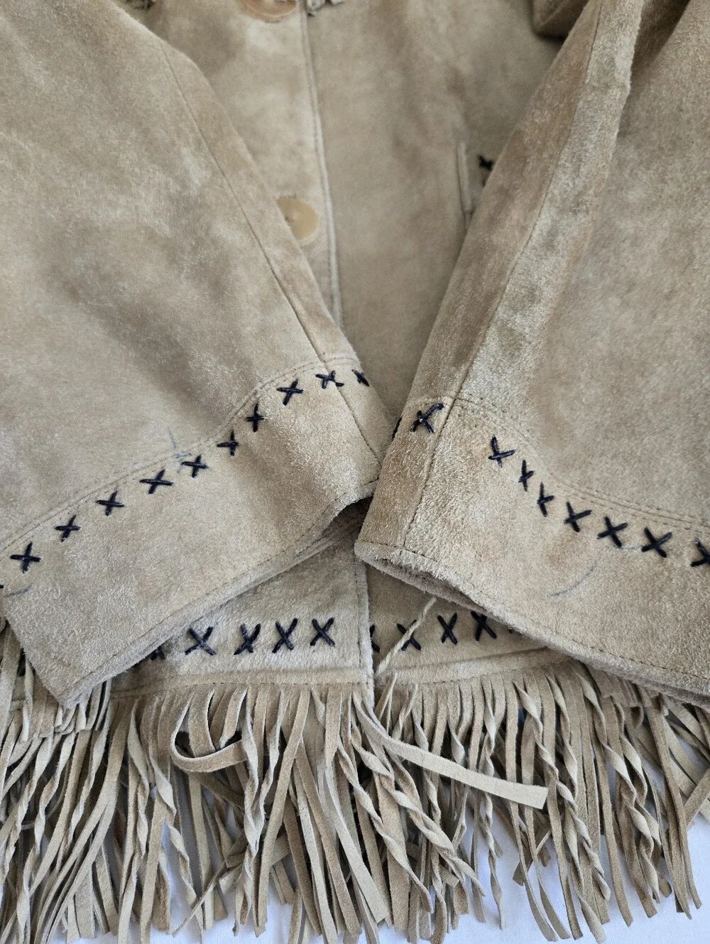 Vintage Double D Ranch Fringe Suede Leather Jacket Beaded Embroidery Western L - Picture 11 of 16